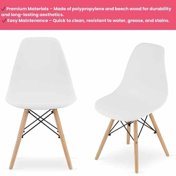 Set 3 Scaune Acerenza Stil Scandinav cu Picioare din Lemn de Fag si Cadru Metalic Maxim 100 Kg 40 x 50 x 77 cm Alb – IoArtify.ro [3]