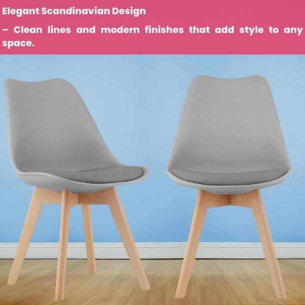 Set 3 Scaune Grosseto Stil Scandinav cu Picioare din Lemn și Sezut din PP 49 x 45 x 82 cm Gri Deschis - IoArtify.ro [2]