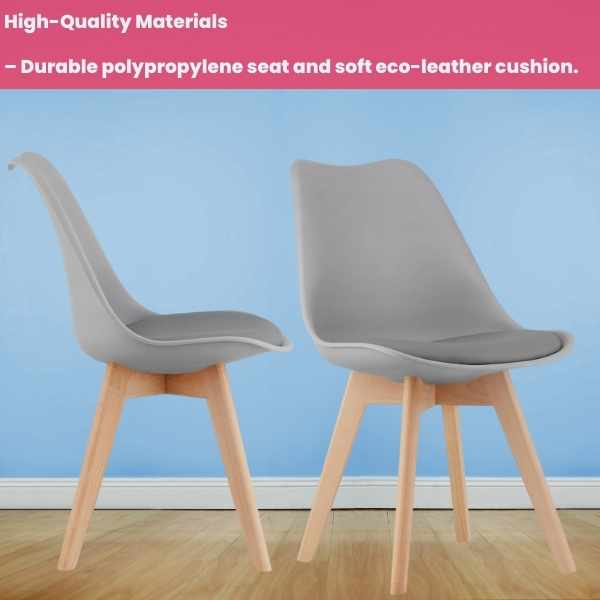 Set 3 Scaune Grosseto Stil Scandinav cu Picioare din Lemn și Sezut din PP 49 x 45 x 82 cm Gri Deschis - IoArtify.ro [3]