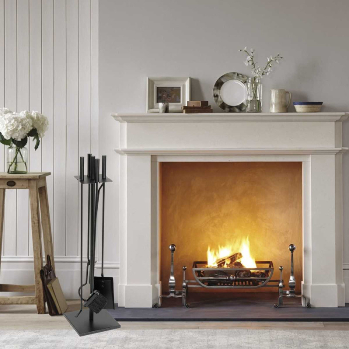 Set 4 Accesorii cu Suport pentru Semineu si Soba din Fier Forjat 81 cm Negru cu Manere Ergonomice – IoArtify.ro [5]