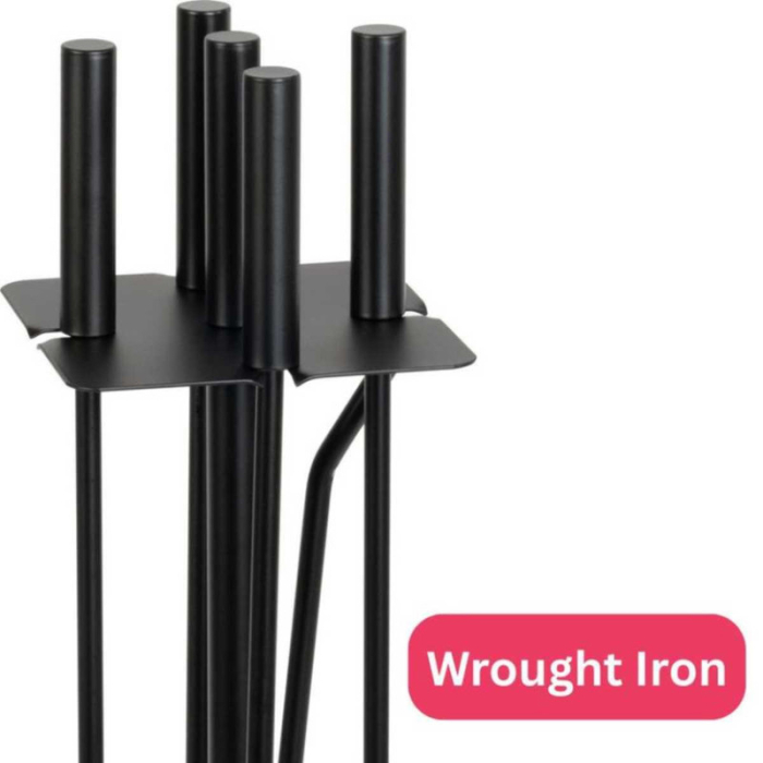 Set 4 Accesorii cu Suport pentru Semineu si Soba din Fier Forjat 81 cm si Covoras Metalic 40x47.5 cm Rezistent la Temperaturi Ridicate – IoArtify.ro [2]