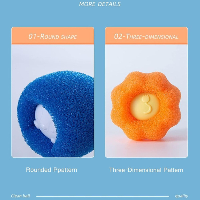 Set 4 bile pentru masina de spalat indepartare par animale de companie Albastru Portocaliu cu diametru 5 cm – IoArtify.ro [7]