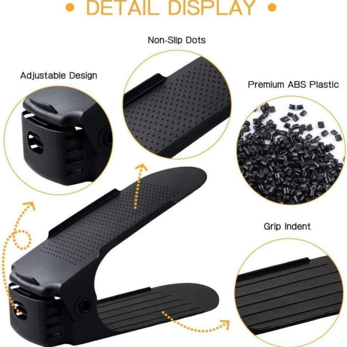 Set 6 Suporti Antiderapanti si Ajustabili pentru Depozitare o Pereche de Incaltaminte PP 62551117 cm Negru – IoArtify.ro [7]