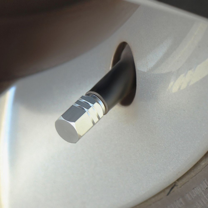 Set 4 capace hexagonale decorative pentru valva auto Aluminiu 18 mm Argintiu – IoArtify.ro [6]