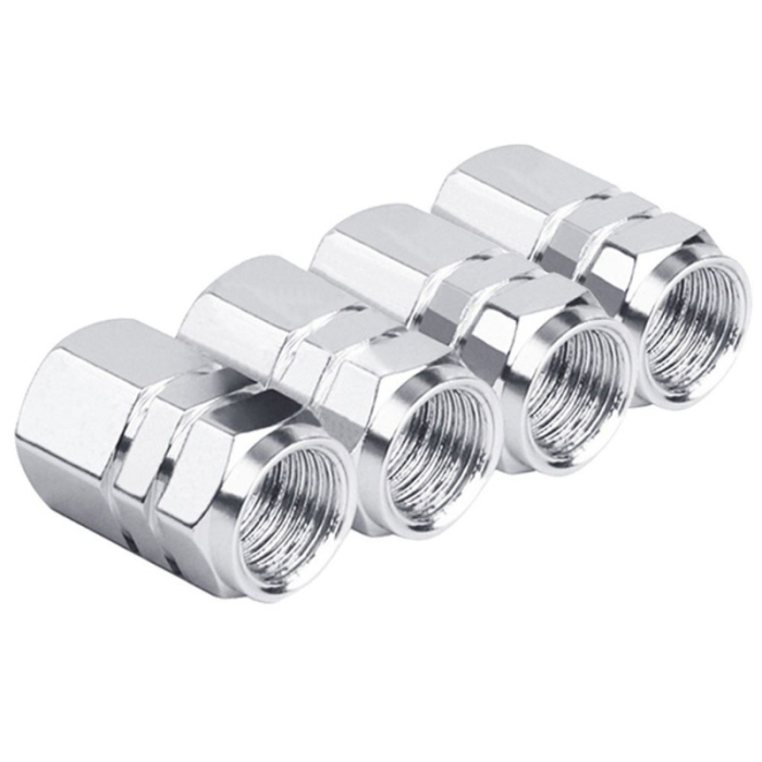 Set 4 capace hexagonale decorative pentru valva auto Aluminiu 18 mm Argintiu – IoArtify.ro [3]