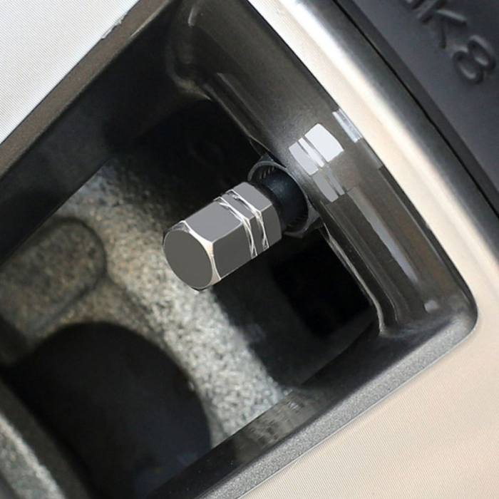 Set 4 capace hexagonale decorative pentru valva auto Aluminiu 18 mm Argintiu – IoArtify.ro [5]