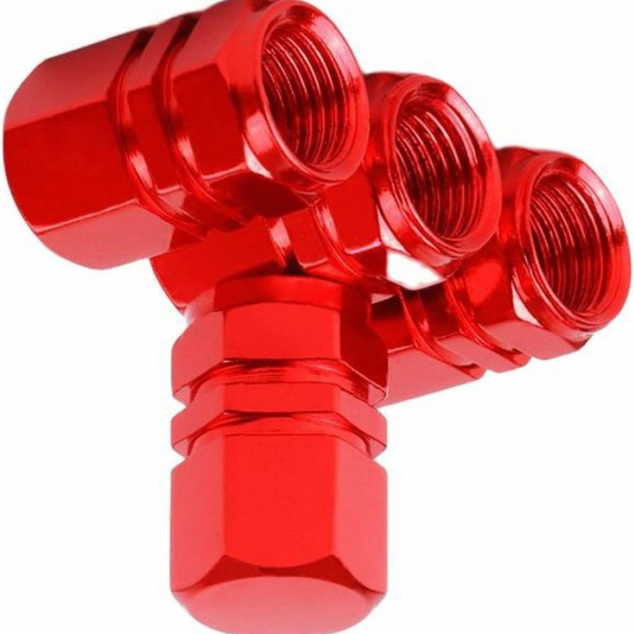 Set 4 capace hexagonale decorative pentru valva auto Aluminiu 1.8 cm Rosu – IoArtify.ro [3]