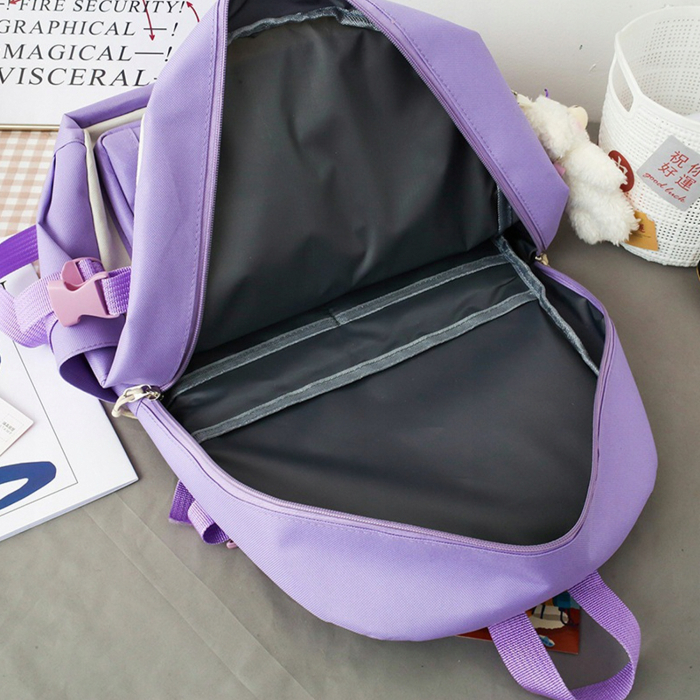 Set 4-in-1 pentru Școlari și Prescolari - Rucsac Violet cu Iepuraș, Geantă, Penar și Cadouri Cadou [2]