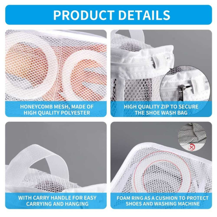 Set 4 Saculeti pentru Spalarea si Uscarea Incaltamintei si a Hainelor de Dimensiuni Mici Poliester 28 x 27 cm Alb - IoArtify.ro [2]