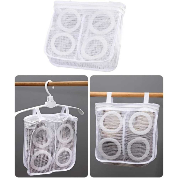 Set 4 Saculeti pentru Spalarea si Uscarea Incaltamintei si a Hainelor de Dimensiuni Mici Poliester 28 x 27 cm Alb - IoArtify.ro [6]