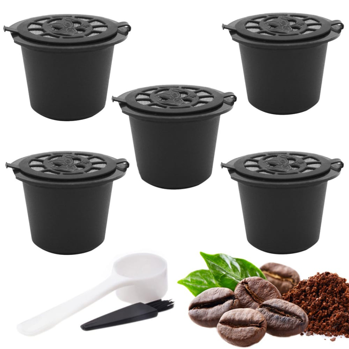 Set 5 Capsule Reutilizabile din Plastic Ecologic si Inox Compatibile cu Aparatele de Cafea Nespresso Capacitate 5 Grame – IoArtify.ro [10]