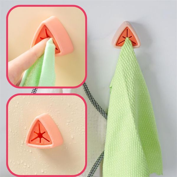 Set 5 Suporti pentru Prosop de Baie sau Bucatarie Impermeabili si Autoadezivi cu Sistem Push Free 5 x 2.3 cm Roz – IoArtify.ro [8]