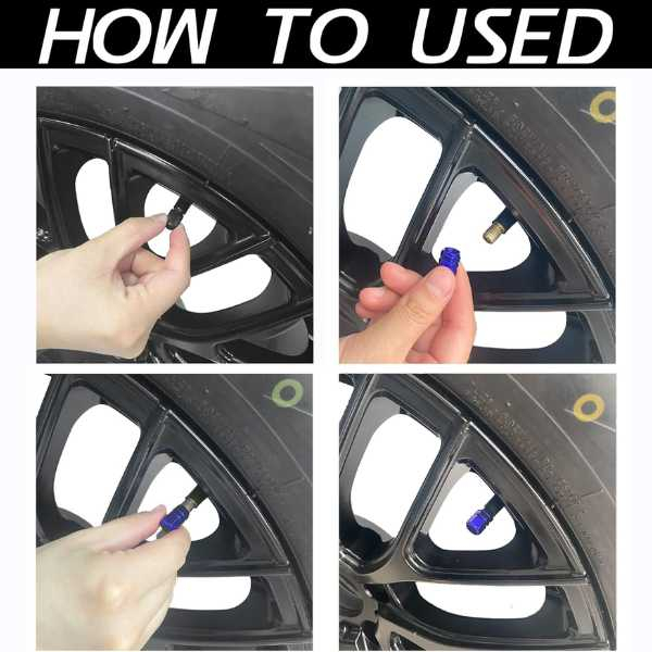 Set 8 Capace Hexagonale pentru Valva Auto Aliaj Aluminiu Lungime 1.8 cm Albastru – IoArtify.ro [3]