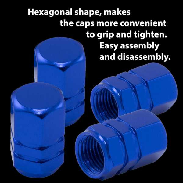 Set 8 Capace Hexagonale pentru Valva Auto Aliaj Aluminiu Lungime 1.8 cm Albastru – IoArtify.ro [5]