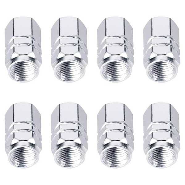 Set 8 Capace Hexagonale pentru Valva Auto Aliaj Aluminiu Lungime 1.8 cm Argintiu - IoArtify.ro [3]