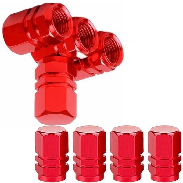 Set 8 Capace Hexagonale pentru Valva Auto Aliaj Aluminiu Lungime 18 mm Rosu – IoArtify.ro [3]