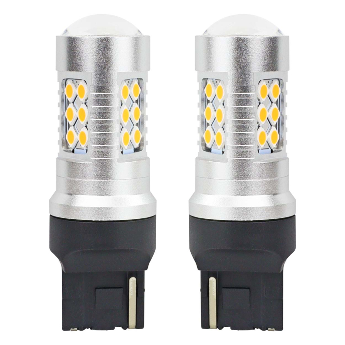 Set becuri LED auto CANBUS 24SMD, T20 7440 WY21W, portocaliu, 12V/24V, pentru competiții off-road și sport [1]