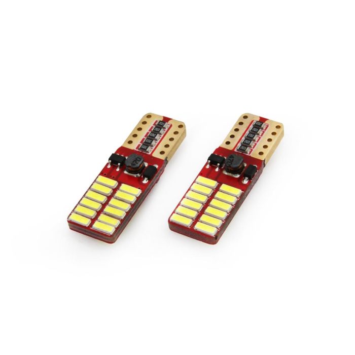 Set Becuri LED CANBUS W5W 24 SMD Alb 12V/24V pentru Off-Road și Competiții Auto [1]