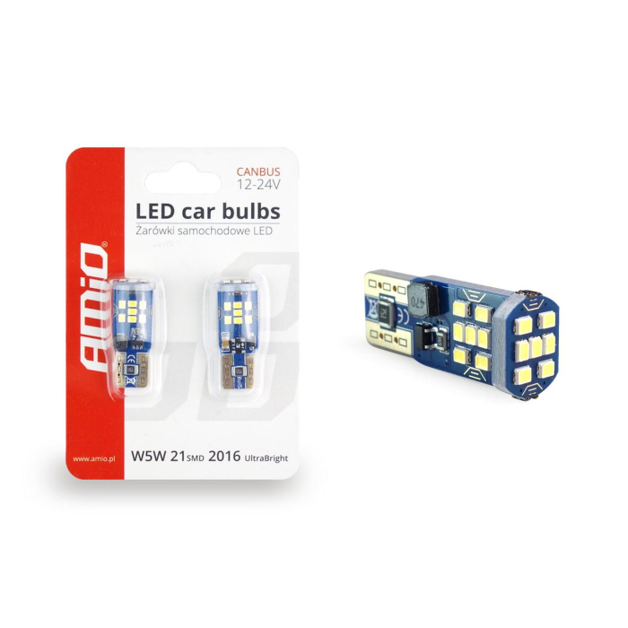 Set Becuri LED Auto CANBUS UltraBright T10 W5W 21 SMD Alb 12V/24V - Pentru competiții și off-road [3]