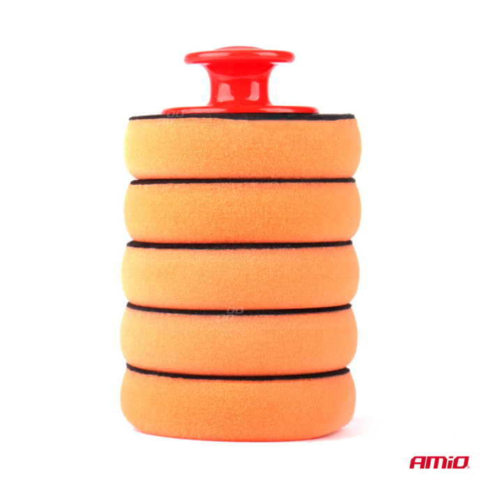 Set bureți pentru curățare, polisare și șlefuire, 5x100mm + suport Velcro – perfect pentru suprafețe lăcuite, cauciuc, plastic, vinil și piele [3]