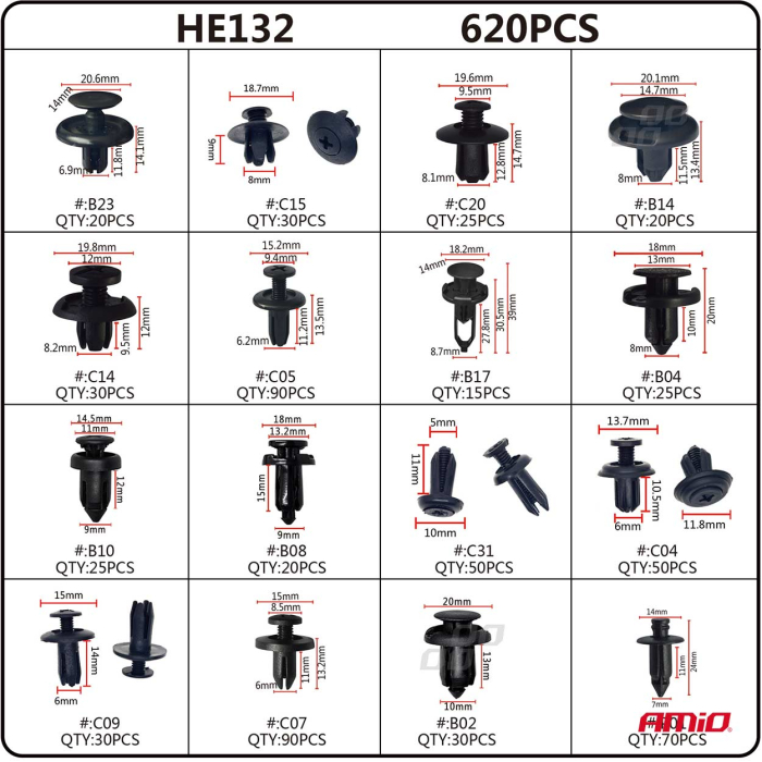 Set cleme clipsuri reconditionare auto 620 piese diferite modele - IoArtify.ro [7]