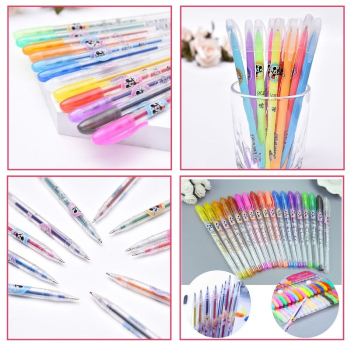 Set Creativ pentru copii Rola de Hartie Auto-Adeziva cu Printese si 36 Pixuri Parfumate cu Gel si Sclipici – IoArtify.ro [3]