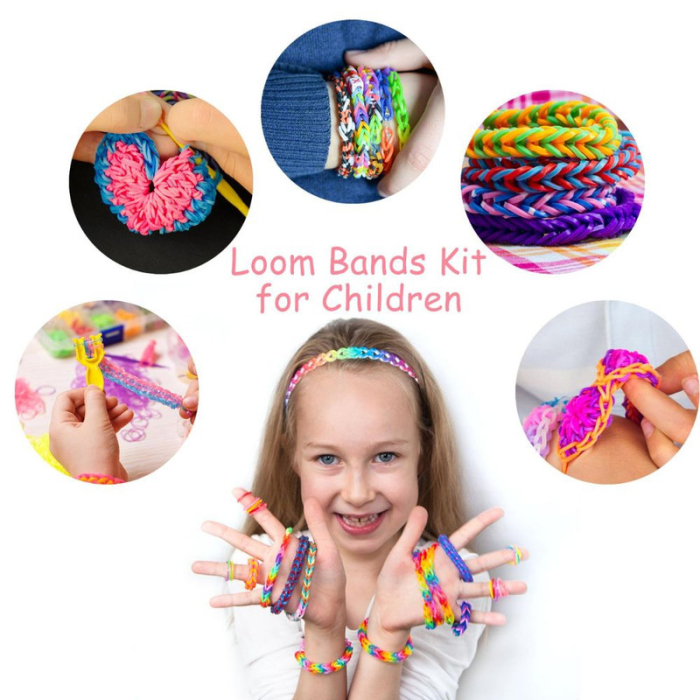 Set creativ pentru copii 3000 piese benzi de cauciuc croșetate și elemente decorative 13 x 17 cm Ani 6 plus Multicolor – IoArtify.ro [6]