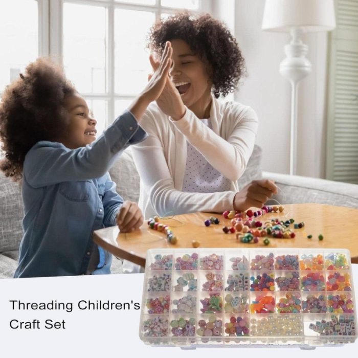 Set creativ pentru copii margele si accesorii pentru realizare bratari colorate 900 piese 13 x 26 x 2.5 cm Multicolor - IoArtify.ro [6]
