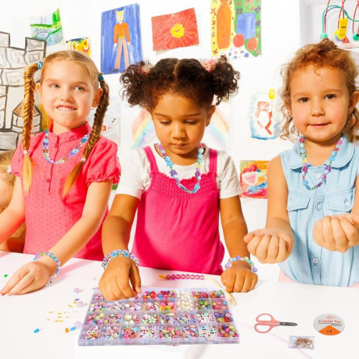 Set creativ pentru copii margele si accesorii pentru realizare bratari colorate 900 piese 13 x 26 x 2.5 cm Multicolor - IoArtify.ro [4]