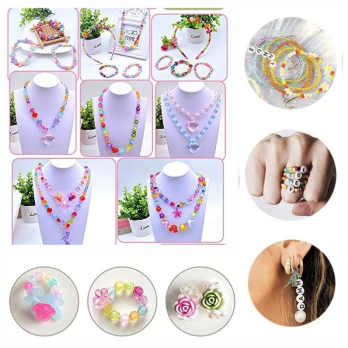 Set creativ pentru copii margele si accesorii pentru realizare bratari colorate 900 piese 13 x 26 x 2.5 cm Multicolor - IoArtify.ro [3]