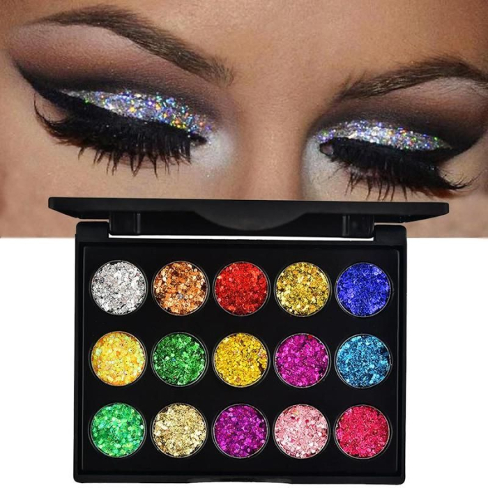 Set Machiaj 15 Culori Strălucitoare cu Sclipici pentru Ochi – Machiaj Perfect, Durabil și Elegant [1]