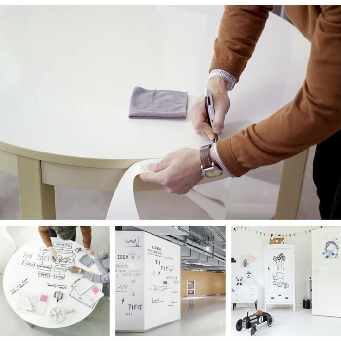 Set Rola de hartie autoadeziva pentru scris si desenat cui 4 markere cu magnet si burete si 36 pixuri parfumate cu gel cu sclipici permanente 200 x 45 cm – IoArtify.ro [7]