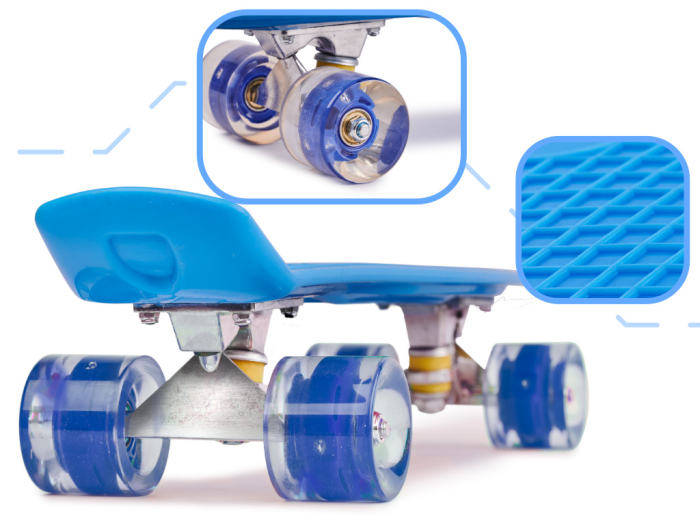 Skateboard Penny Board pentru copii cu roti din cauciuc iluminate LED culoare Albastra – IoArtify.ro [2]