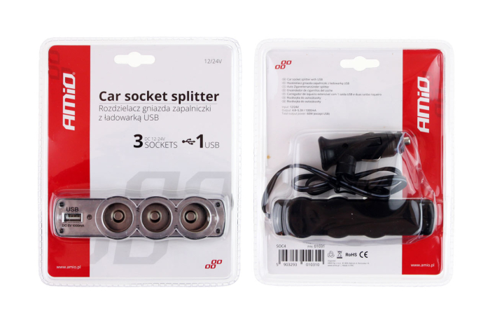 Splitter bricheta auto SOC4 3 plus 1 USB cu iesire 12V si 4 porturi USB – IoArtify.ro [2]