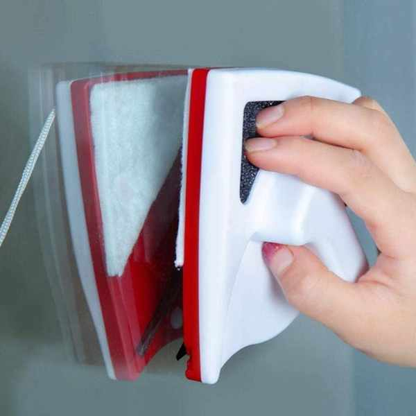 Stergator Dublu cu Magnet pentru Geamuri 3-8 mm – Curățare Rapidă și Sigură, Alb cu Roșu [7]