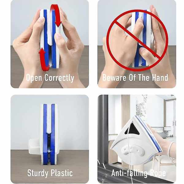 Stergator Dublu cu Magnet pentru Geamuri 3-8 mm – Curățare Rapidă și Sigură, Alb cu Roșu [6]