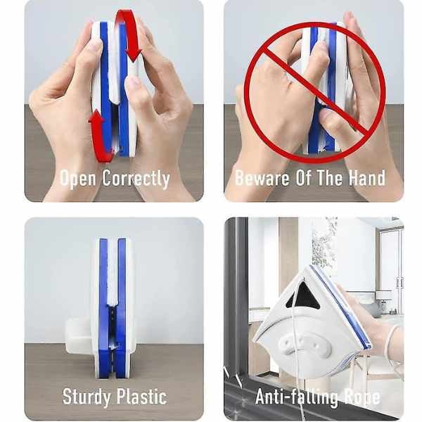 Stergator Dublu cu Magnet pentru Geamuri intre 3 si 8 mm si 10 Bureti de Rezerva Alb cu Rosu – IoArtify.ro [7]