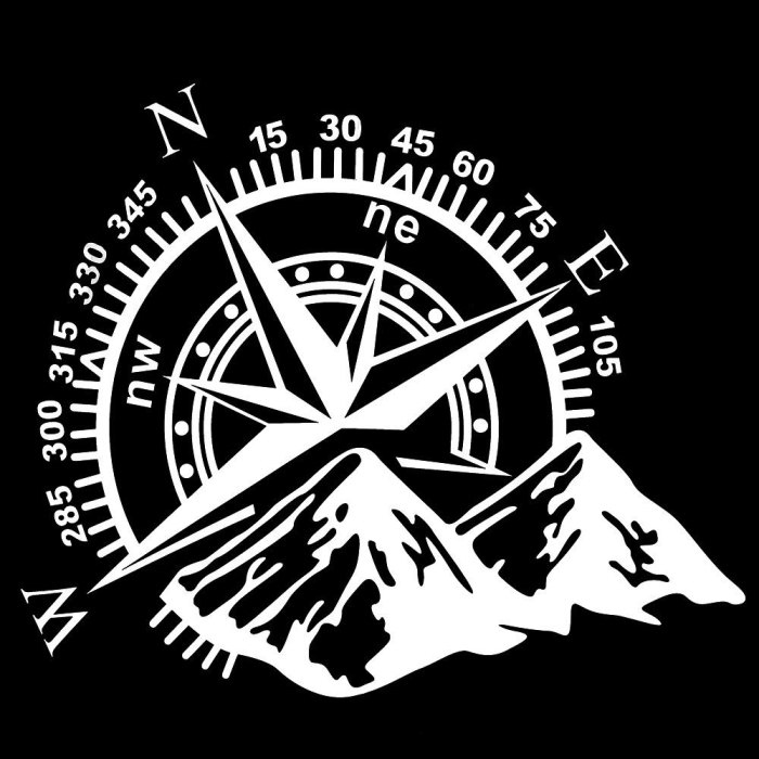 Sticker autoadeziv pentru vehicule Off Road model Kompass dimensiune 44 x 55 cm culoare Alba – IoArtify.ro [3]