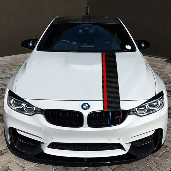 Sticker autoadeziv Tuning model Rally Stripe Carbon 3D dimensiune 140 x 17 cm culoare Negru Rosu - IoArtify.ro [4]