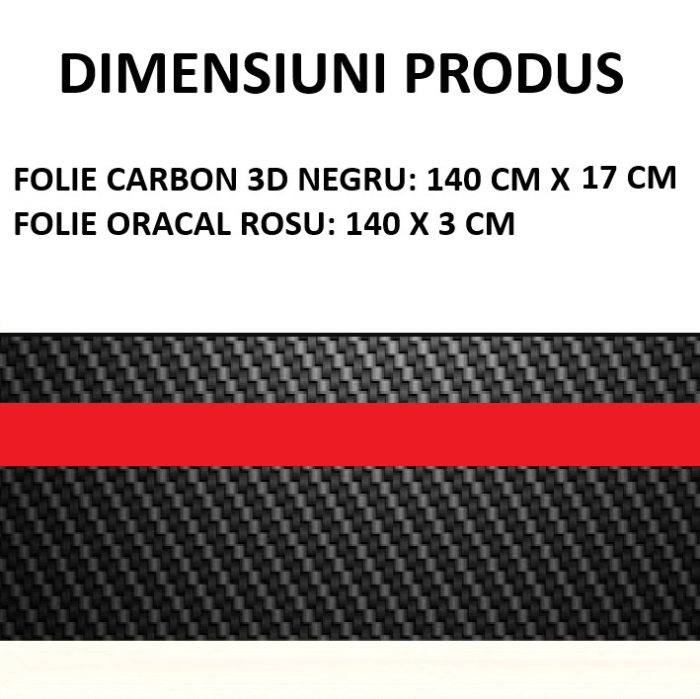 Sticker autoadeziv Tuning model Rally Stripe Carbon 3D dimensiune 140 x 17 cm culoare Negru Rosu - IoArtify.ro [2]