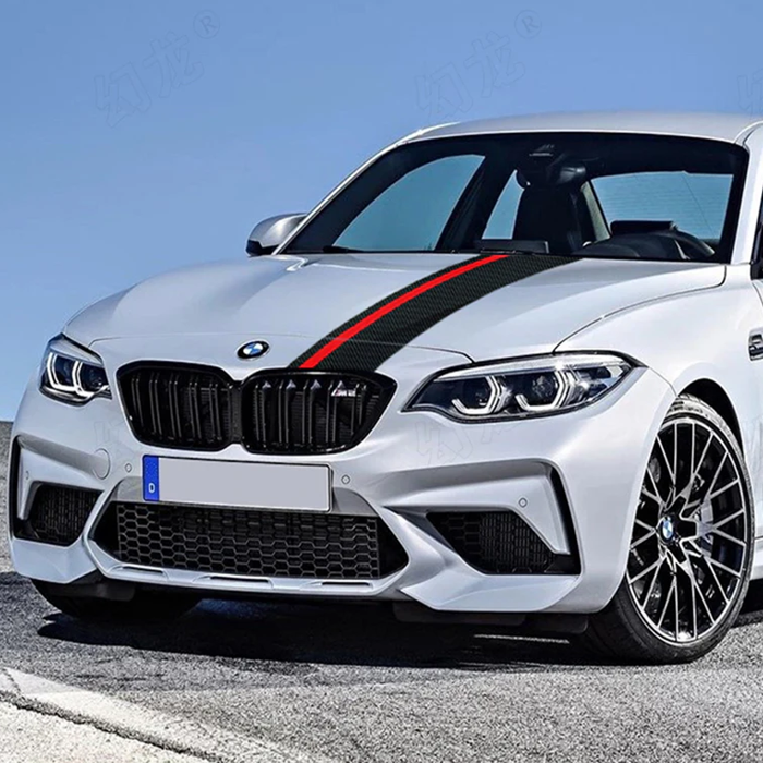 Sticker autoadeziv Tuning model Rally Stripe Carbon 3D dimensiune 140 x 17 cm culoare Negru Rosu - IoArtify.ro [5]