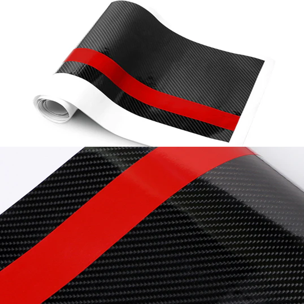 Sticker autoadeziv Tuning model Rally Stripe Carbon 3D dimensiune 140 x 17 cm culoare Negru Rosu - IoArtify.ro [3]