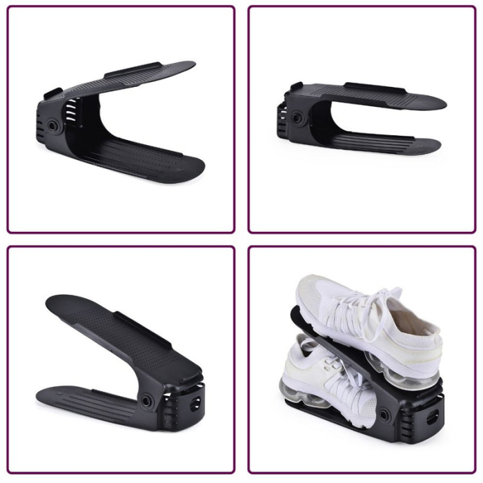 Set 3 buc Suport antiderapant si ajustabil pentru depozitare o pereche de incaltaminte PP 62551117 cm Negru – IoArtify.ro [2]