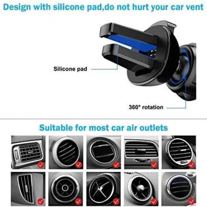 Suport Auto pentru Telefon cu Prindere pe Grila Ventilatie Rotativ 360 Grade si Cablu USB C 2A 1m Fast Charging - IoArtify.ro [2]