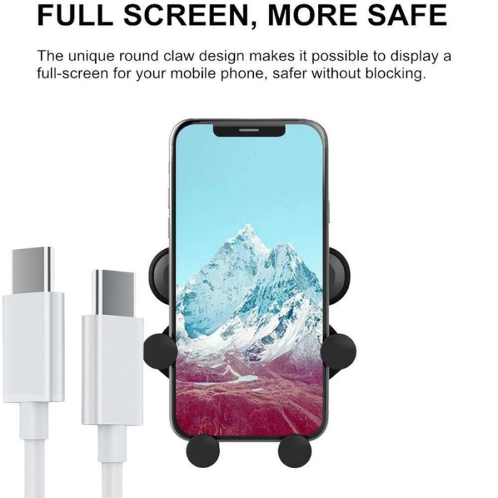 Suport Auto pentru Telefon cu Prindere pe Grila Ventilatie Rotativ 360 Grade si Cablu USB C 2A 1m Fast Charging - IoArtify.ro [4]