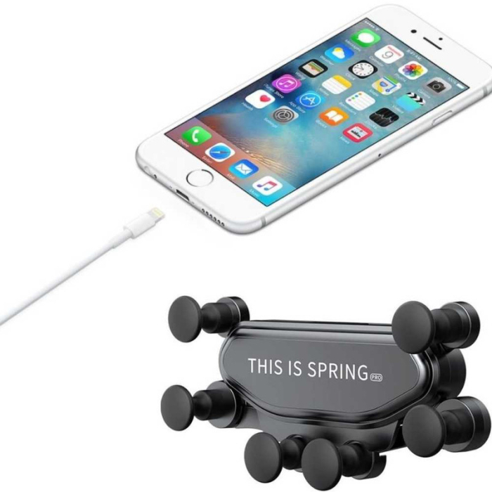 Suport Auto pentru Telefon cu Prindere pe Grila Ventilatie Rotativ 360° si Incarcator Auto cu Cablu USB Lightning 2A 1m Fast Charging - IoArtify.ro [6]