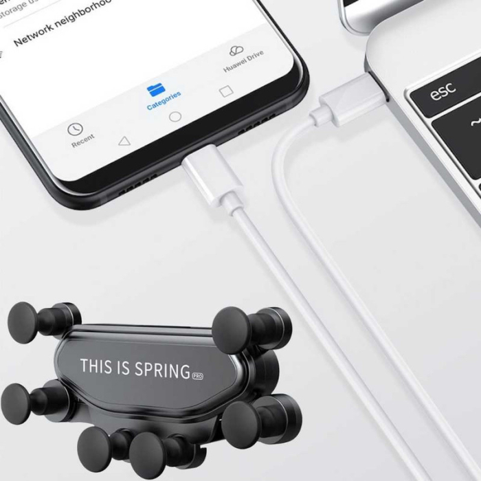 Suport Auto pentru Telefon cu Prindere pe Grila Ventilatie Rotativ 360° si Incarcator Auto cu Cablu USB Lightning 2A 1m Fast Charging - IoArtify.ro [7]