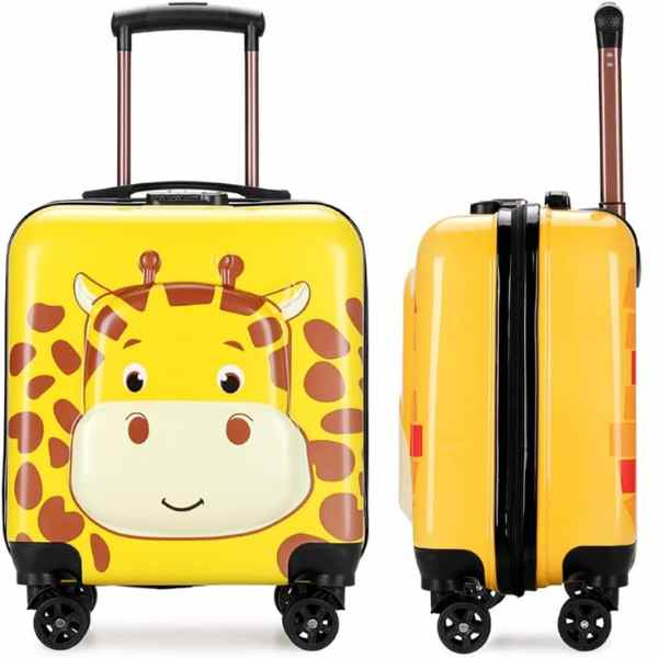 Troler pentru Copii Model Girafa 3D Policarbonat cu Roti Pivotante 35 x 25 x 45 cm Galben – IoArtify.ro [2]