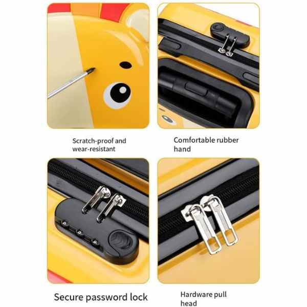 Troler pentru Copii Model Girafa 3D Policarbonat cu Roti Pivotante 35 x 25 x 45 cm Galben – IoArtify.ro [4]