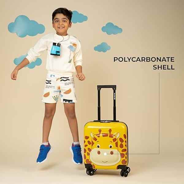 Troler pentru Copii Model Girafa 3D Policarbonat cu Roti Pivotante 35 x 25 x 45 cm Galben – IoArtify.ro [5]